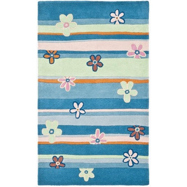 Safavieh 3 x 5 ft. Small Rectangle Novelty Kids Blue and Multicolor Hand Tufted Rug SFK750A-3